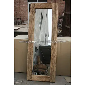 Chinese antique natural elm wood rustic style mirror