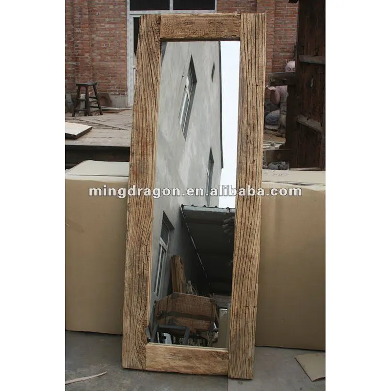 Chinese antique natural elm wood rustic style mirror