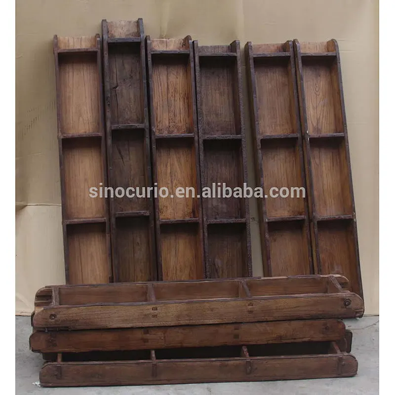 Chinese antique wood craft vintage rustic woode brick moulding