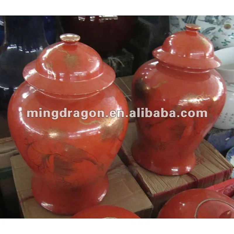 Chinese antique elegant Red Porcelain Jar