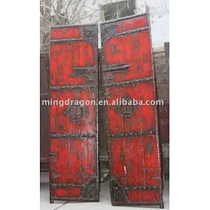 Chinese Antique Solid Wood Red Colour Rustic Door