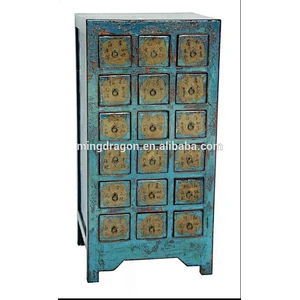 Antique Chinese Distressed Solid Wood Medicine Cabinet