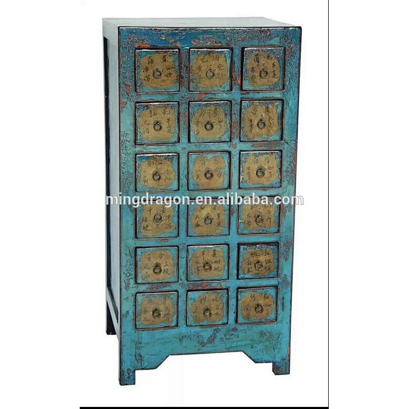 Antique Chinese Distressed Solid Wood Medicine Cabinet