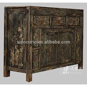 Oriental distressed furniture three drawer two door living room furniture