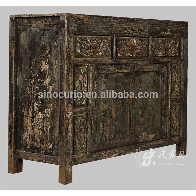 Oriental distressed furniture three drawer two door living room furniture