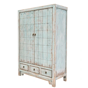Antique hand painted classic furniture solid wood living room cabinet