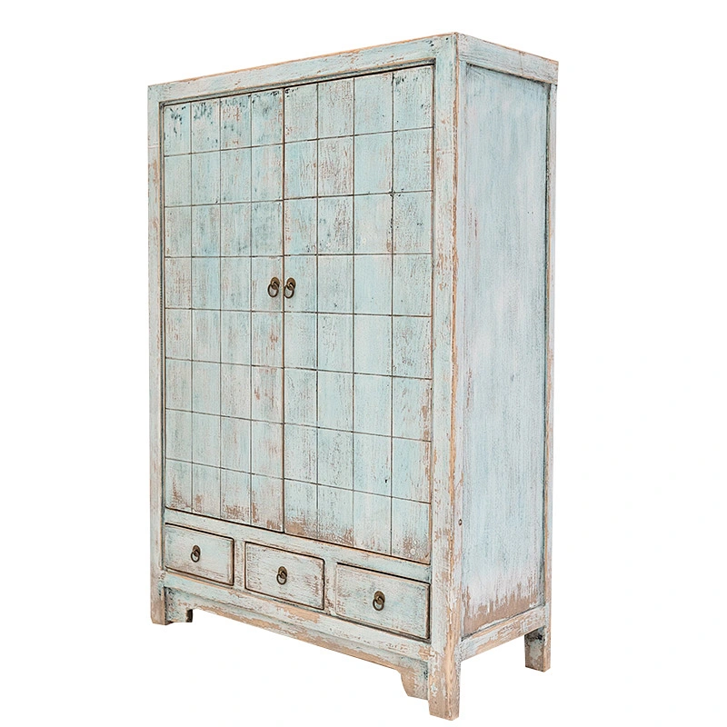 Antique hand painted classic furniture solid wood living room cabinet