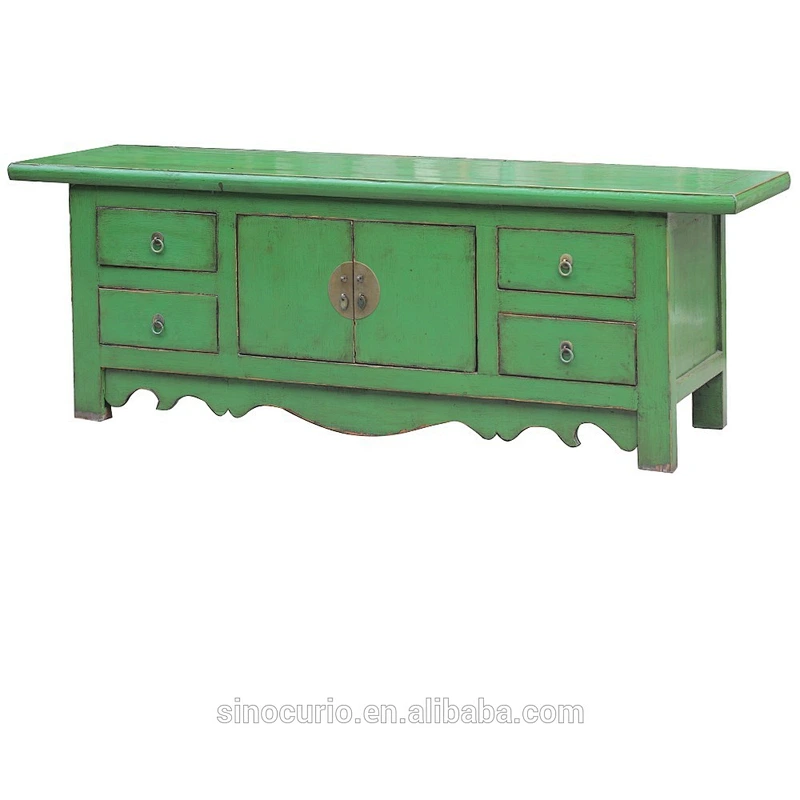 1308 Low price antique home furniture painted tv stand wooden tv table with drawers
