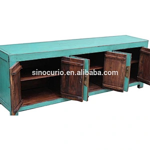 Old China ancient vintage furniture cabinet living room green sideboard buffet table