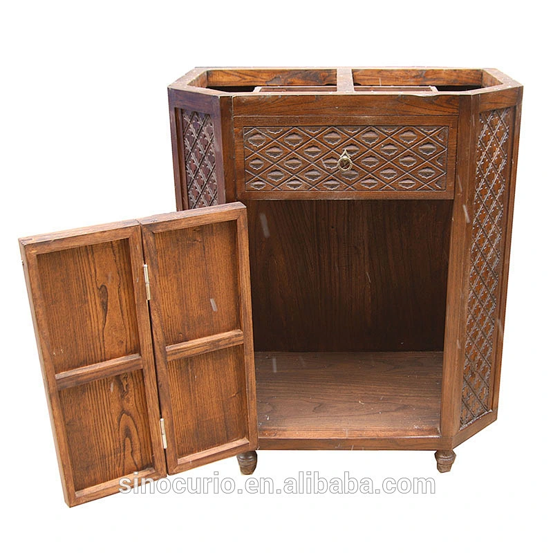 2017 Asian hand painted indian caved wood reproducition furniture cabinet