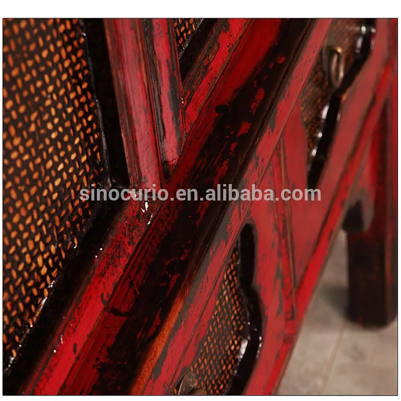 Chinese wooden antique sideboard cabinet furniture distress painted finish