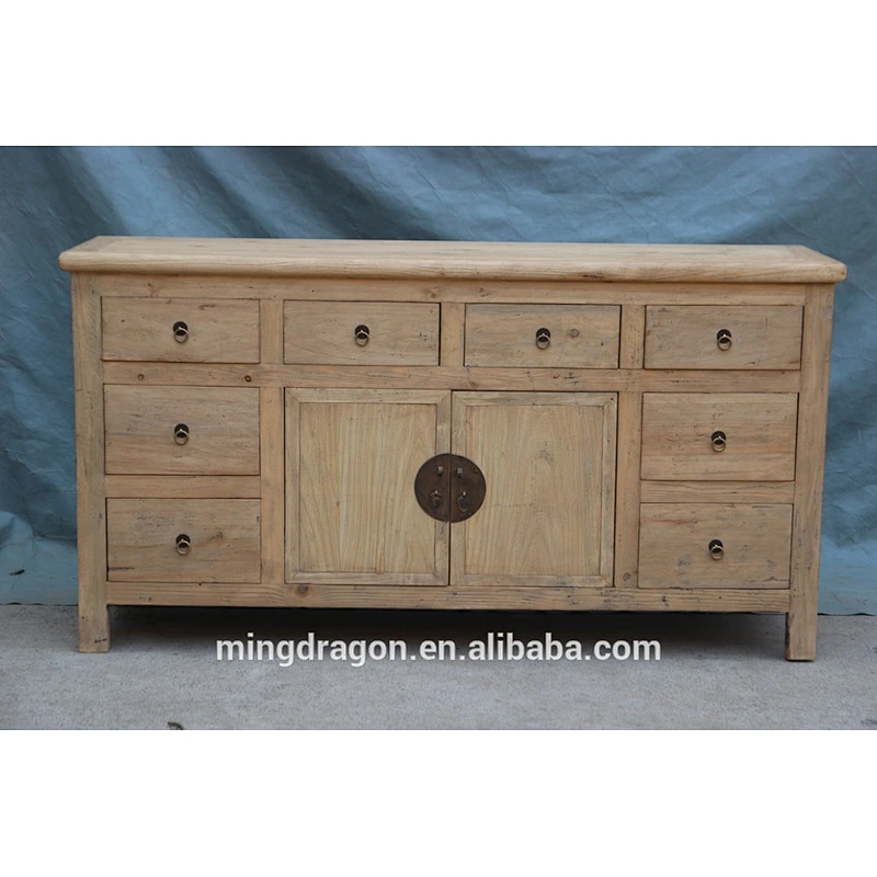 Chinese antique natural recycle wood bleached kitchen cabinet