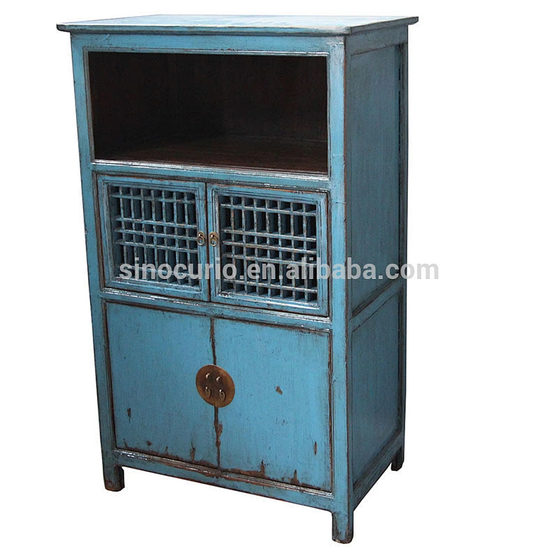 Chinese antique reproduction furniture antique lattice wooden door kitchen cabinet