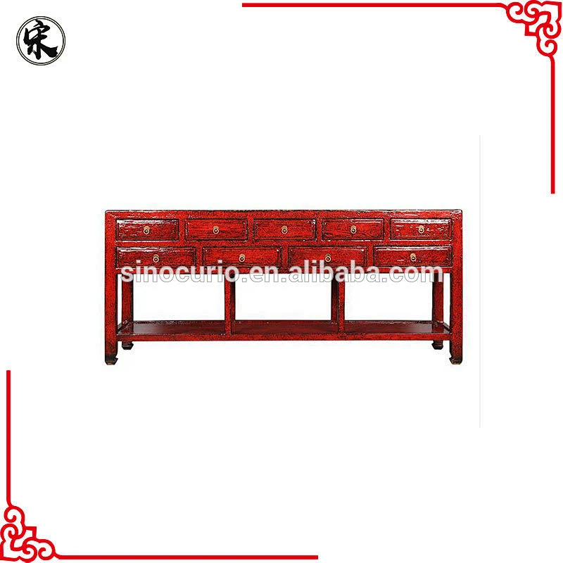 Chinese lacquer furniture- living room reproduction solid wood rustic table