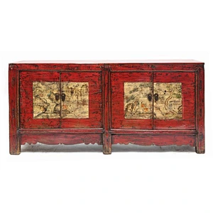 chinese classic painting distressed antique furniture