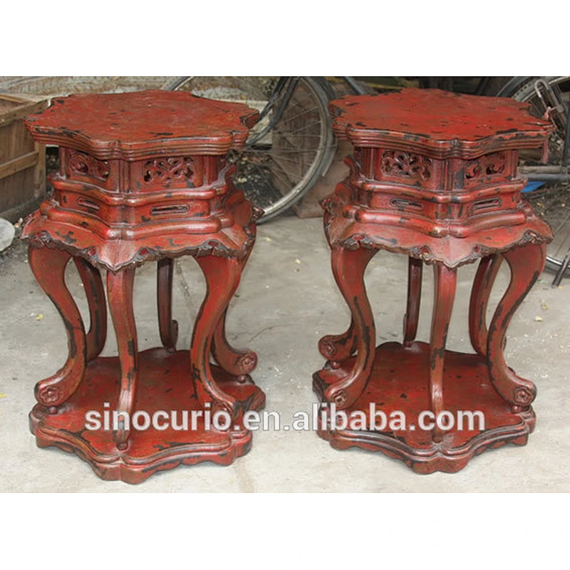 Antique Chinese style classic carved flower stand