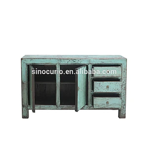 Oriental antique old lacquer furniture wood sideboard drawer storage cabinet