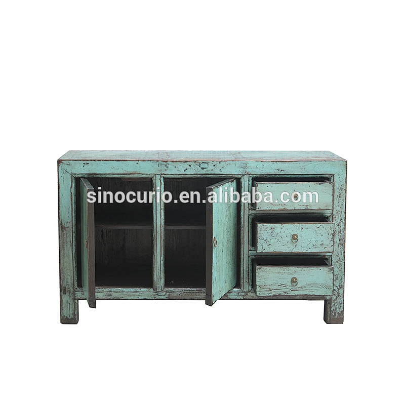 Oriental antique old lacquer furniture wood sideboard drawer storage cabinet