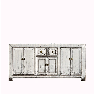 chinese antique style white wooden storage cabinet sideboard