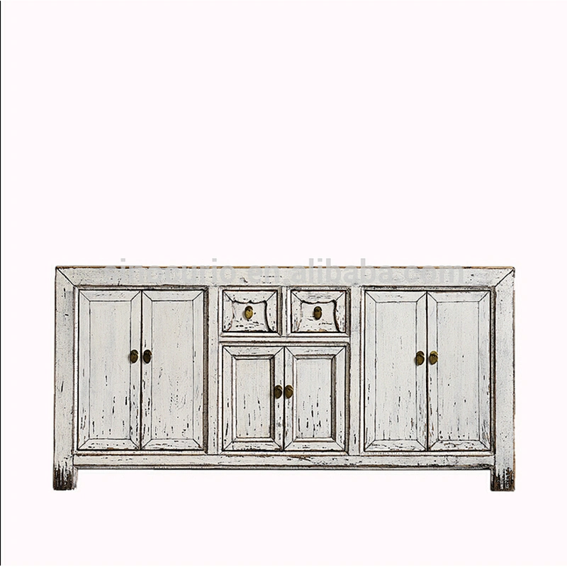 chinese antique style white wooden storage cabinet sideboard