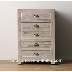 Antique Shabby Chic White Solid Wood Vintage Cabinet