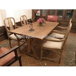 wholesale furniture china Chinese antique solid wood dinning table set reclaimed wood table top