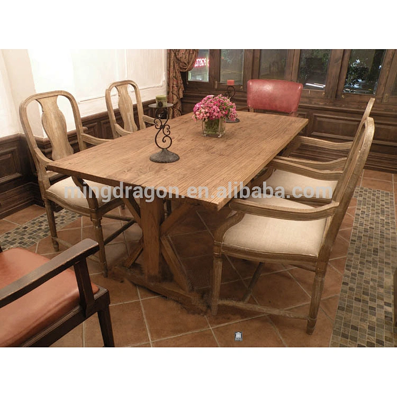 wholesale furniture china Chinese antique solid wood dinning table set reclaimed wood table top