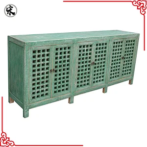 Beijing reproduction shabby chic green sideboard buffet vintage furniture