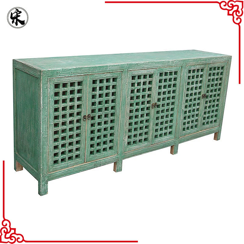 Beijing reproduction shabby chic green sideboard buffet vintage furniture