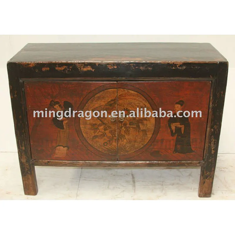 Chinese Mongolia Antique Furniture Painting Cabinet