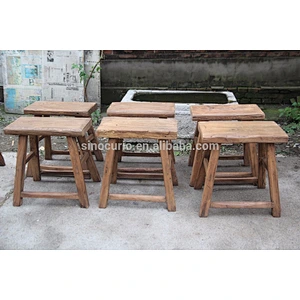 Chinese antique vintage rustic natural original recycle wood stool