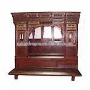 Chinese antique carved wooded wedding roses bed