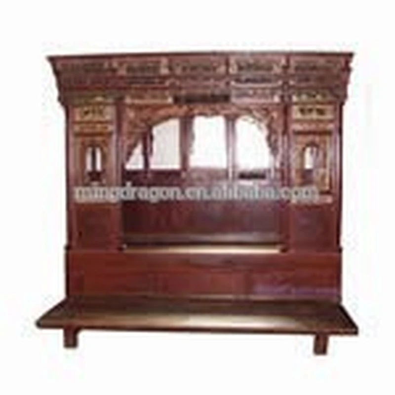 Chinese antique carved wooded wedding roses bed
