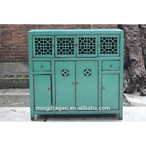 Chinese wooden antique painted rustic sideboard cabinet furniture