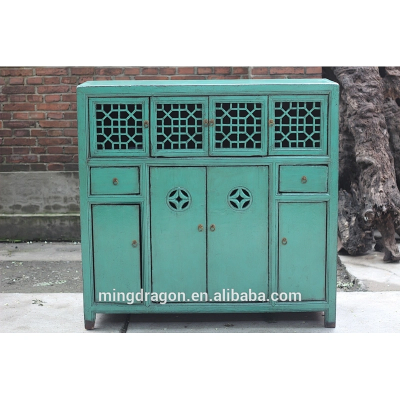 Chinese wooden antique painted rustic sideboard cabinet furniture