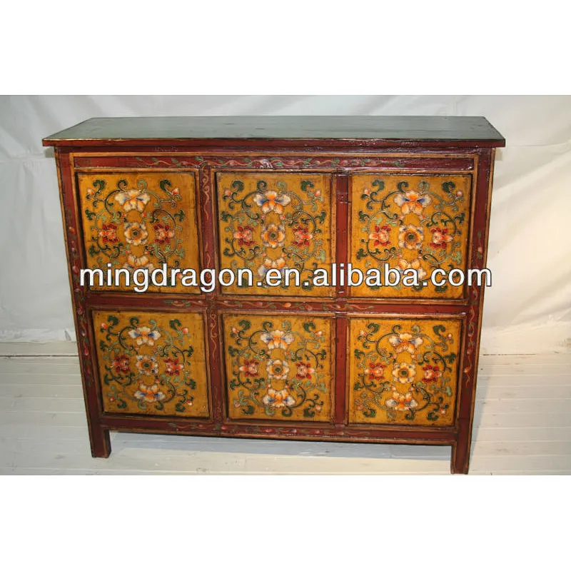 Chinese antique hand painted Tibetan cabinet
