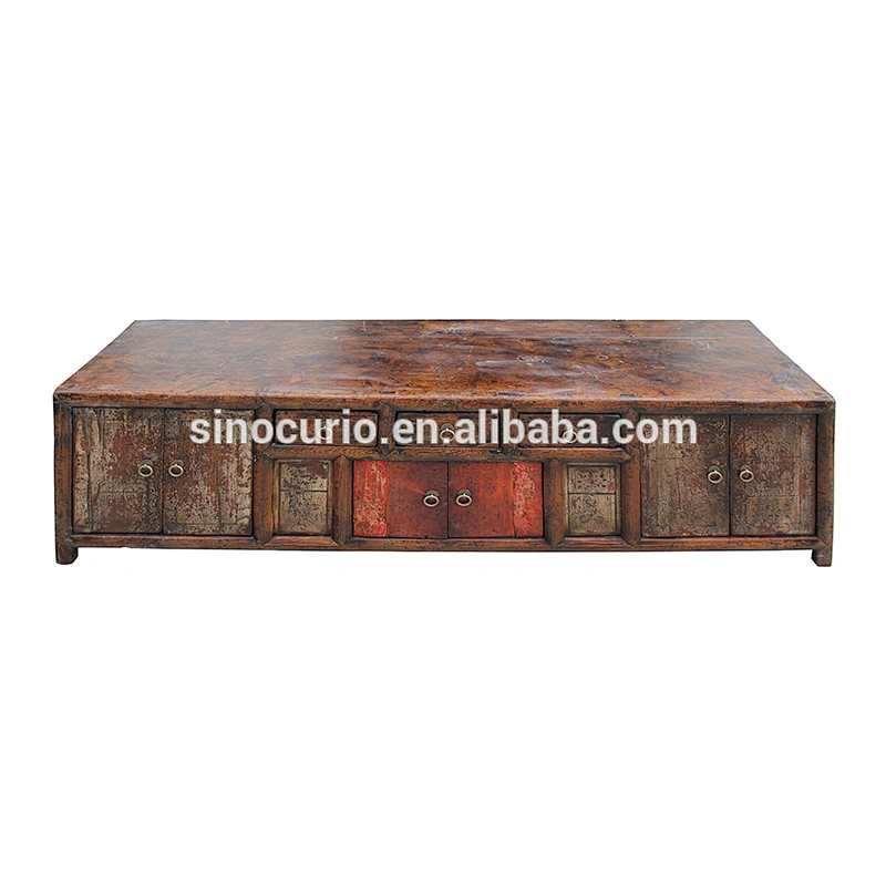 Chinese antique tv furniture long low tv table curio cabinet