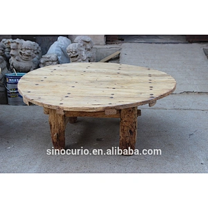 Antique living room furniture industrial style wooden round dining table