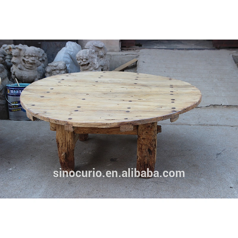 Antique living room furniture industrial style wooden round dining table