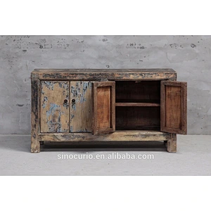 2018 Chinese antique new style furniture living room distressed lacquer cabinet