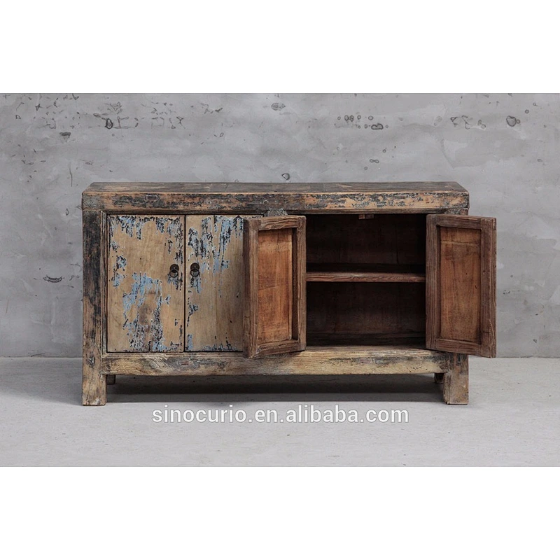 2018 Chinese antique new style furniture living room distressed lacquer cabinet