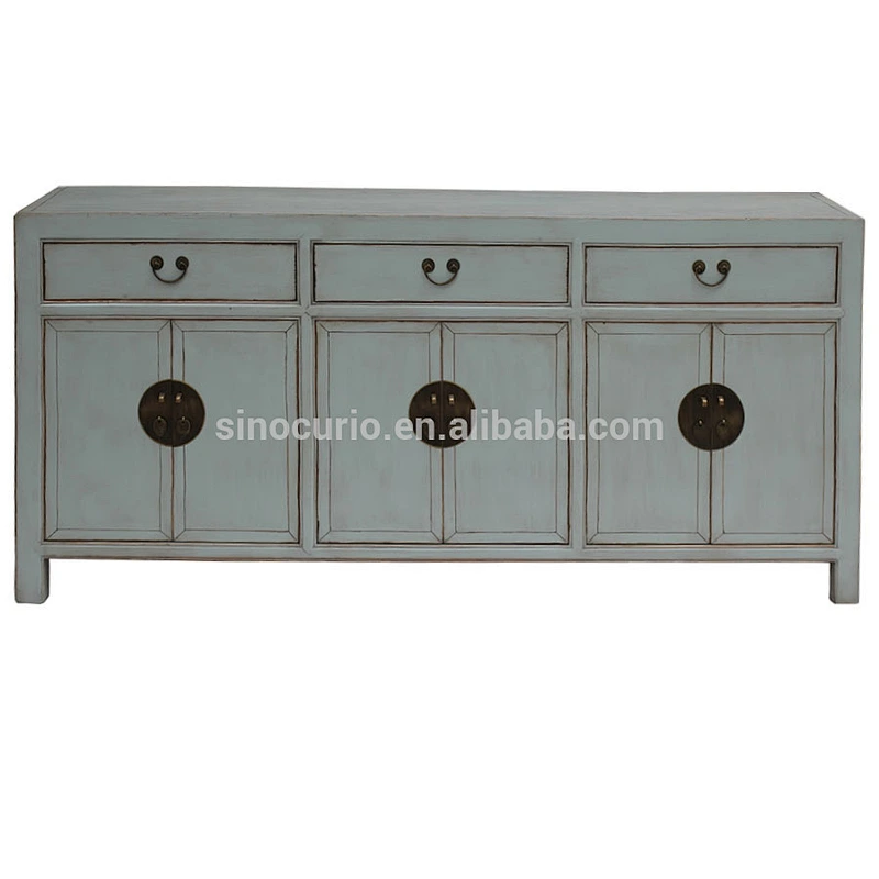 china antique solid wood distressed lacquered kitchen furniture sideboard cabinet