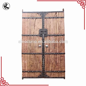 Chinese Vintage Antique Shanxi Recycle Old Elm Wood Inlaid Garden antique wood Door