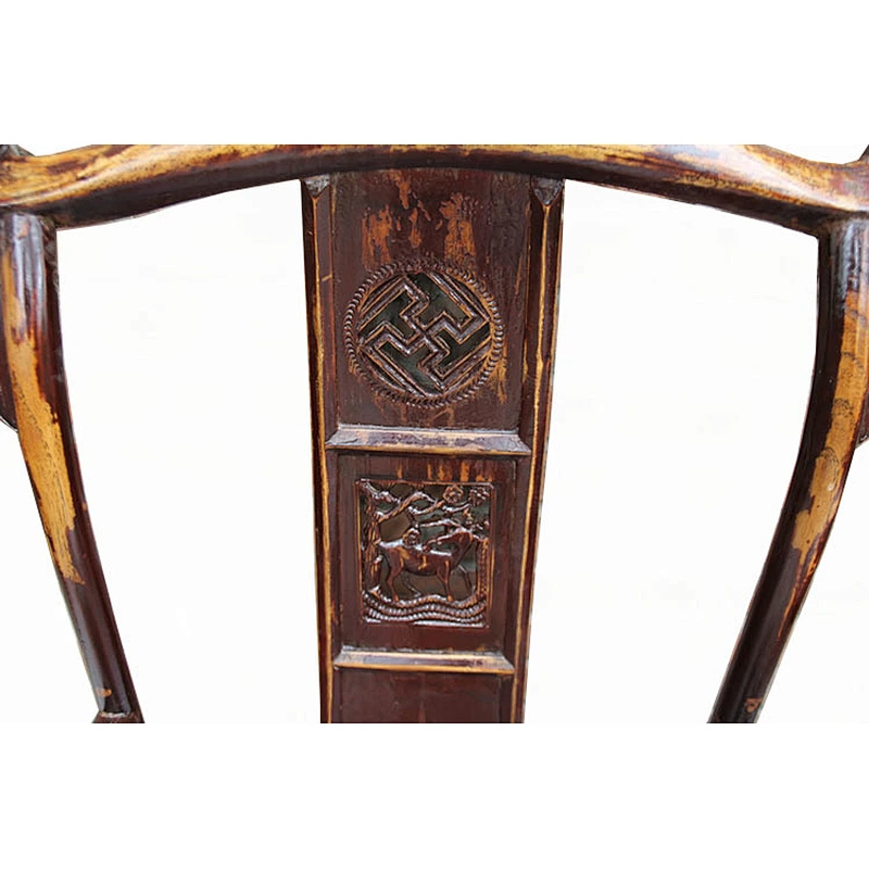 Chinese antique reclaimed wooden carved armchair