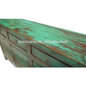 Oriental antique Chinese vintage high gloss lacquer distressed handmade furniture