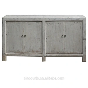 Chinese antique wholesale furniture wash white living room sideboard cabinet