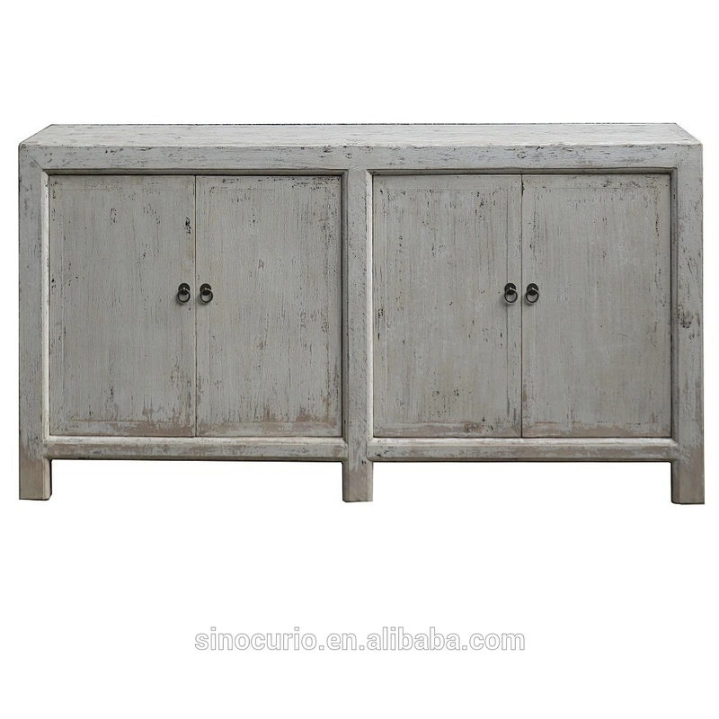 Chinese antique wholesale furniture wash white living room sideboard cabinet