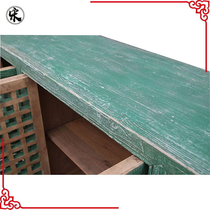 Beijing reproduction shabby chic green sideboard buffet vintage furniture