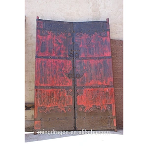 Vintage Antique Shanxi Recycle Old Elm Wood Inlaid Garden Door