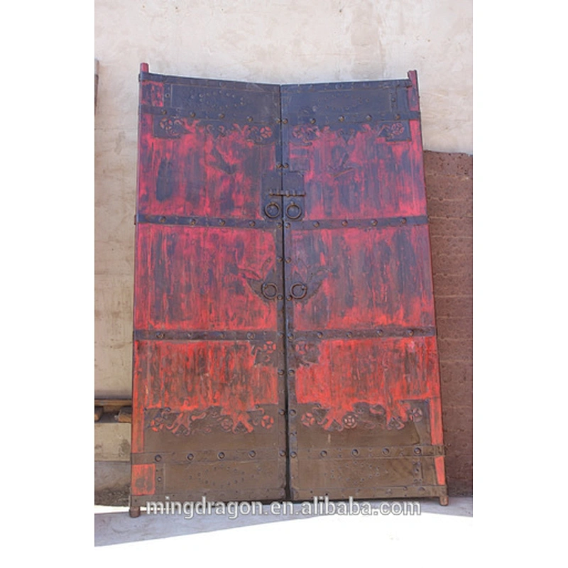 Vintage Antique Shanxi Recycle Old Elm Wood Inlaid Garden Door